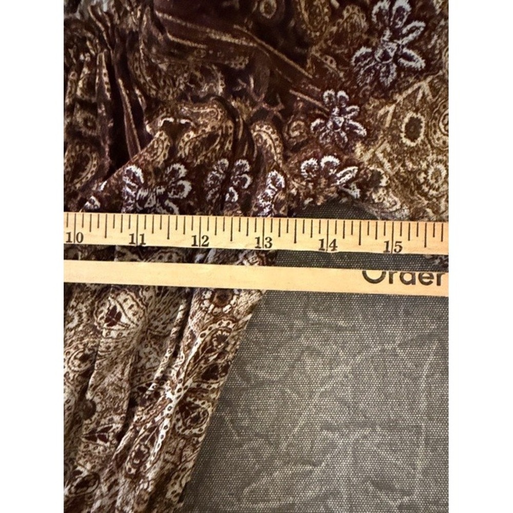 Free People Brown Paisley Floral Boho Romper 3/4 Sleeve Tie‎ Cuff Small - Picture 7 of 10